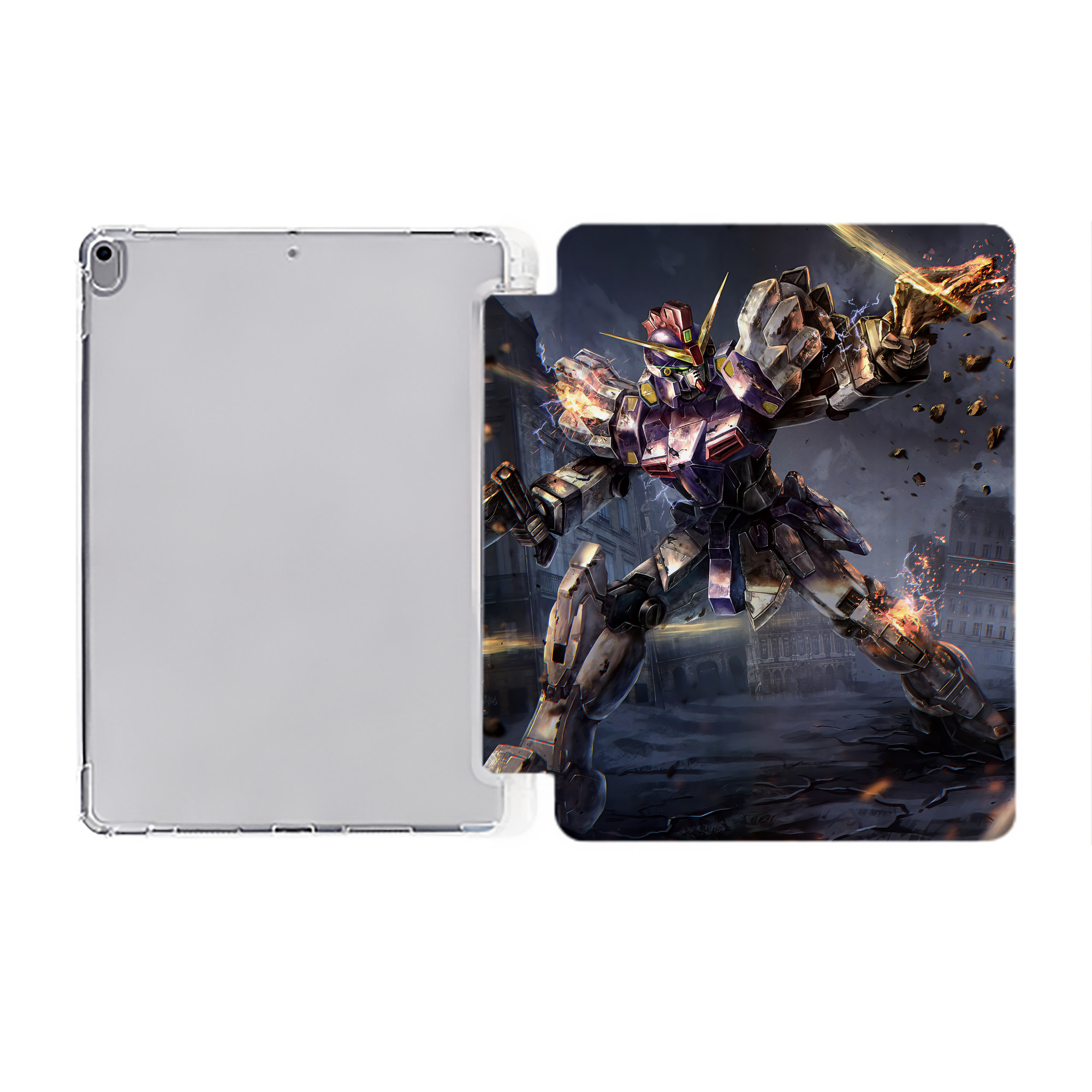 （画像用） 機動戦士ガンダム Mobile Suit Gundam IPad ケース ペン収納付き 三つ折りスタンド PUレザー×シリコン 対応機種9.5/10.5/10.9インチ